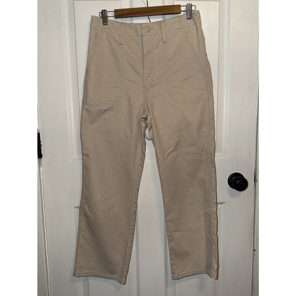 Levi’s Women’s Cream Wide Leg Utility Pants Size 28 Striped Cotton High Rise